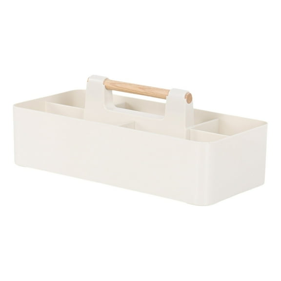 SouMaox Desktop Organizer, Multi Compartment Layout, Integrated Wood Handle, Sorting Stationery Sundries for Modern Minimalist Home Office