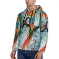 thumbnail image 3 of Honeii Colorful Birds Pine Branch Pattern Mens Hoodies Men's Loose Sleeve Sweatshirt,Pullover Hooded Sweatshirt for Men,Essentials Hoodie-Small, 3 of 7