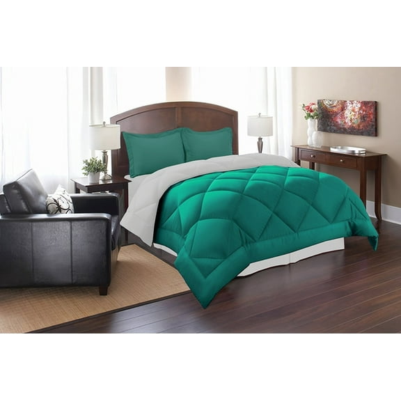 Celine Linen Down Alternative 3pc Comforter Set-Full/Queen, Turqouise/White
