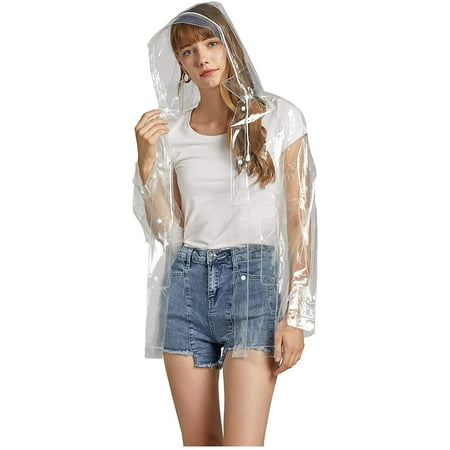 Women Clear Raincoat EVA Waterproof Rain Jacket Coat with Detachable ...