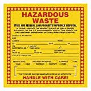 HAZARDOUS WASTE - California Labels, 6 x 6 inches, Vinyl, Pack of 100
