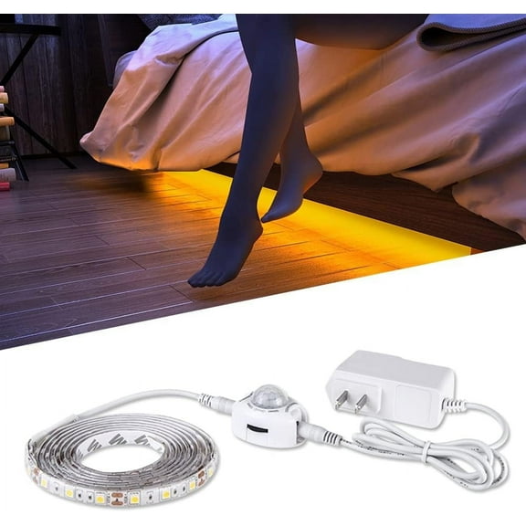 5FT Motion Activated LED Strip Lights, Plug-in LED Rope Lights Waterproof for Under Cabinet,Kitchen,Stair 3000k, Warm White