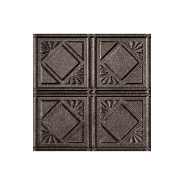 Fasade Easy Installation Traditional 4 Smoked Pewter Glue Up Ceiling Tile/ Ceiling Panel (12" X 12" Sample)