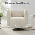 thumbnail image 2 of BELLEZE Swivel Barrel Chair, Modern Upholstered Corduroy Accent Chair, 360-Degree Swivel Armchair, Comfy Single Sofa Chair for Living Room, Bedroom Corner, Reading Nook [Set of 2] - Havana (White), 2 of 7