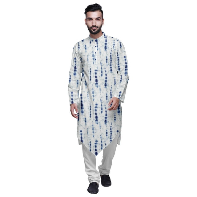 Atasi Indian Mandarin Collar Mens Kurta Printed Button Down Kurtas Ethnic Clothing