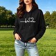 thumbnail image 3 of Perfectbot Women Kangaroo Pocket Hoodie Long Sleeve Heartbeat Heart Graphic Pullover Sweatshirt, 3 of 8