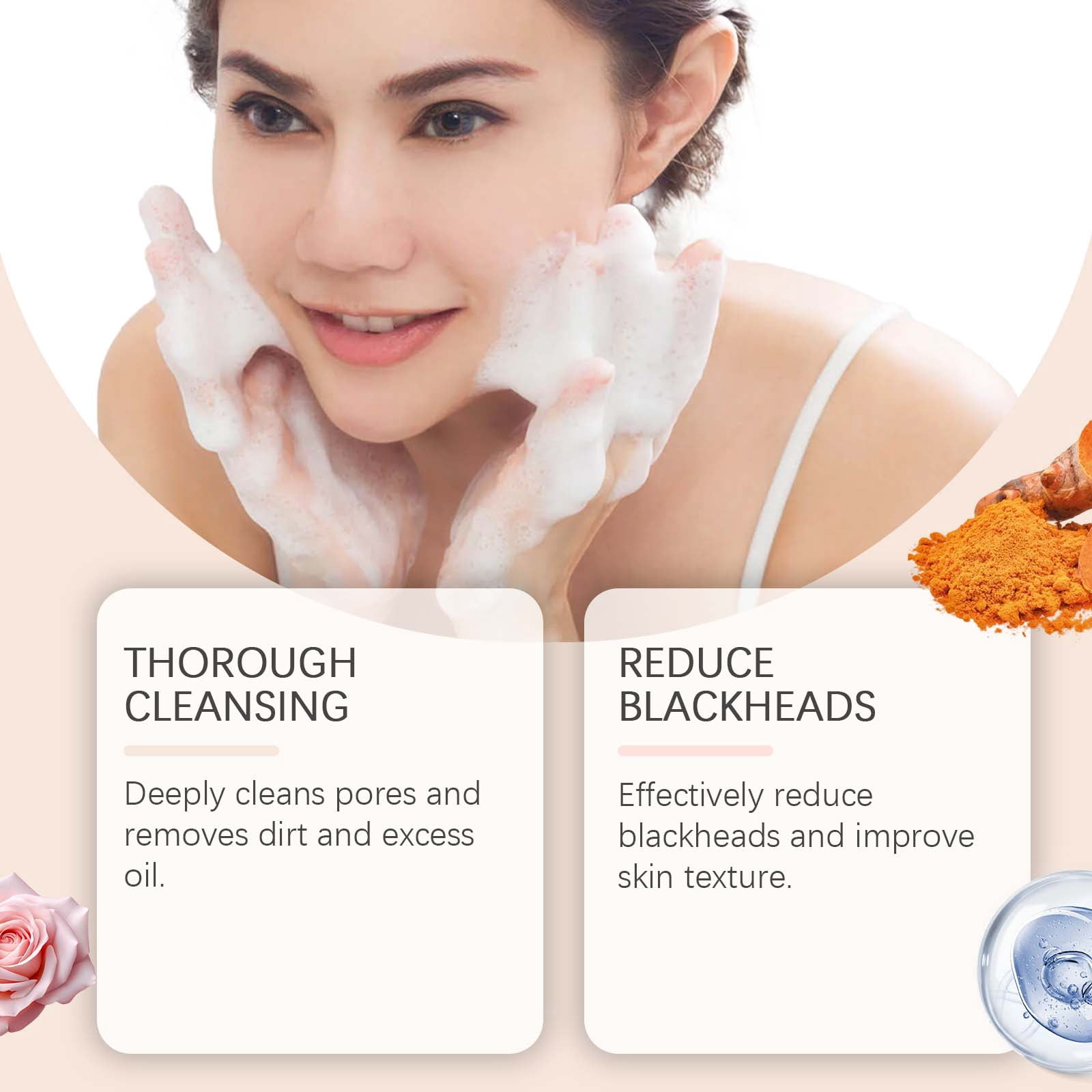 Alvantor Turmeric Face Wash Cleansing Brightening Cleanser Foam 3.38 fl.oz for All Skin Types