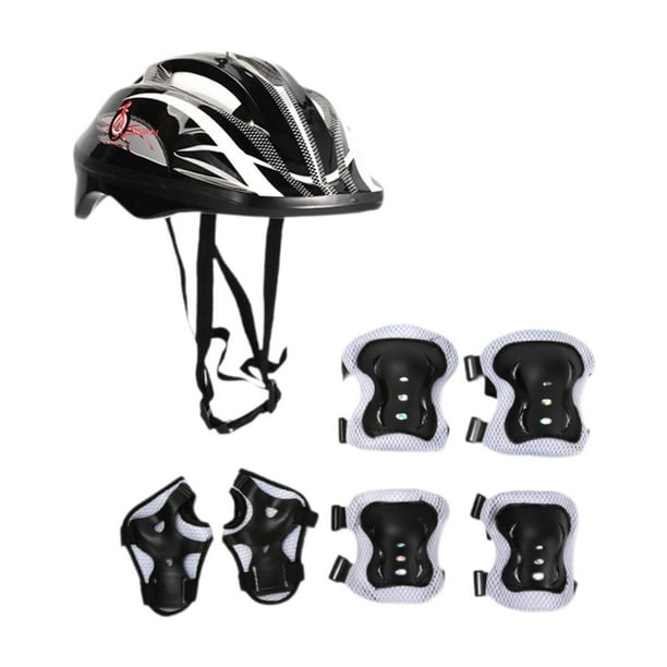 Conjunto de casco de bicicleta para niños, cómodo y ligero, para patinaje sobre ruedas Negro