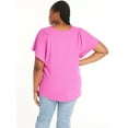 thumbnail image 4 of Terra & Sky Women's Plus Size Ribbed Flutter Sleeve Top, Sizes 0X-5X, 4 of 5