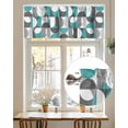 thumbnail image 7 of Teal Green Grey Valances for Windows Nordic Retro Medieval Geometric Abstract Valance Rod Pocket Short Window Treatments Curtains for Kitchen Bathroom Living Room Bedroom, 42 x 18 Inch, 7 of 7