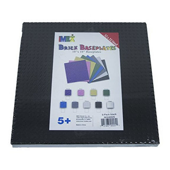 Imex 32X 32 Stud Black Stackable compatible BASEPLATES, 6PAcK