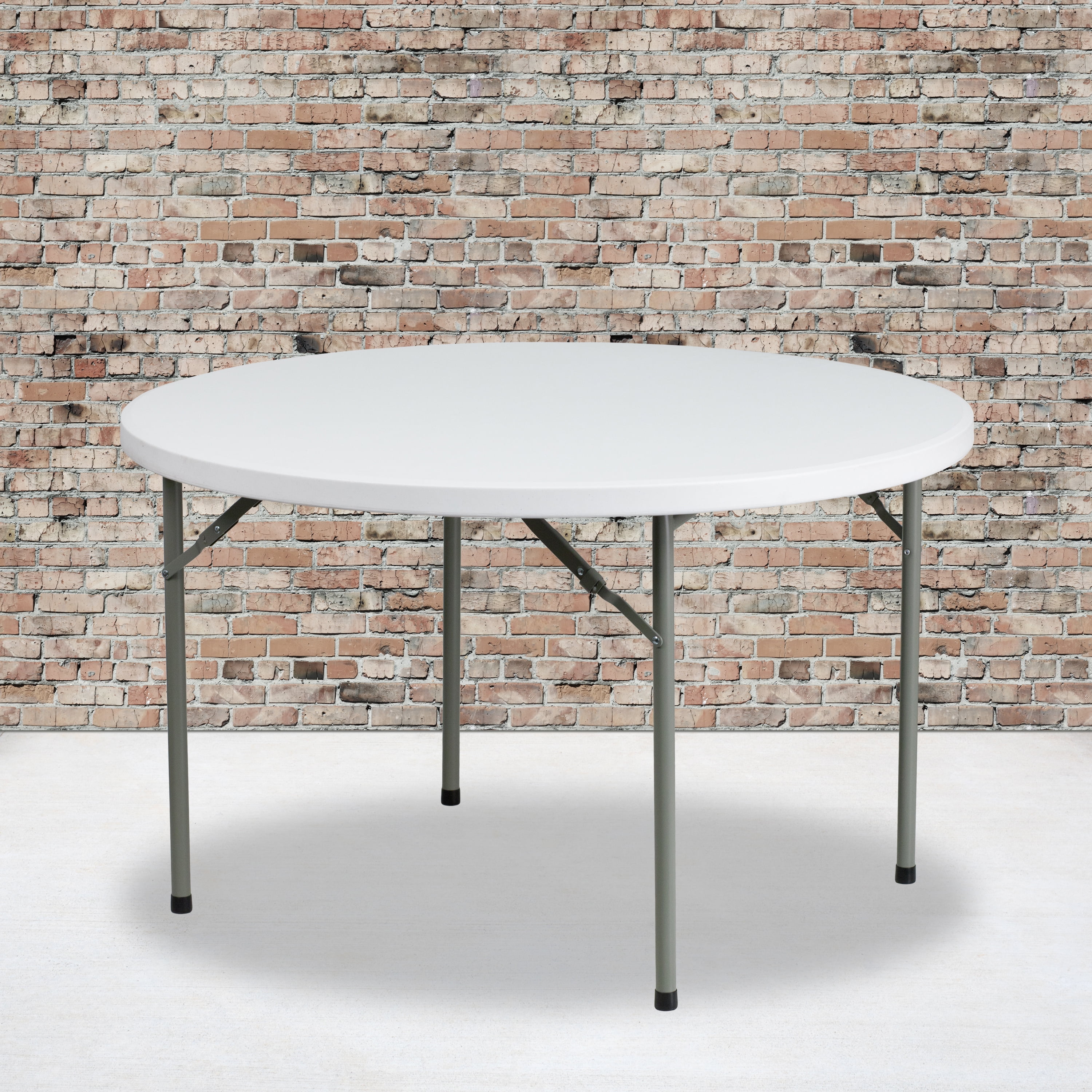 Flash Furniture 2.63-Foot Round Granite White Plastic Folding 