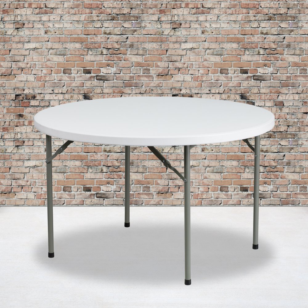 Flash Furniture 4Foot Round Granite White Plastic Folding Table
