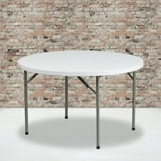 Flash Furniture 4' Round Plastic Folding Banquet and Event Table, Granite White