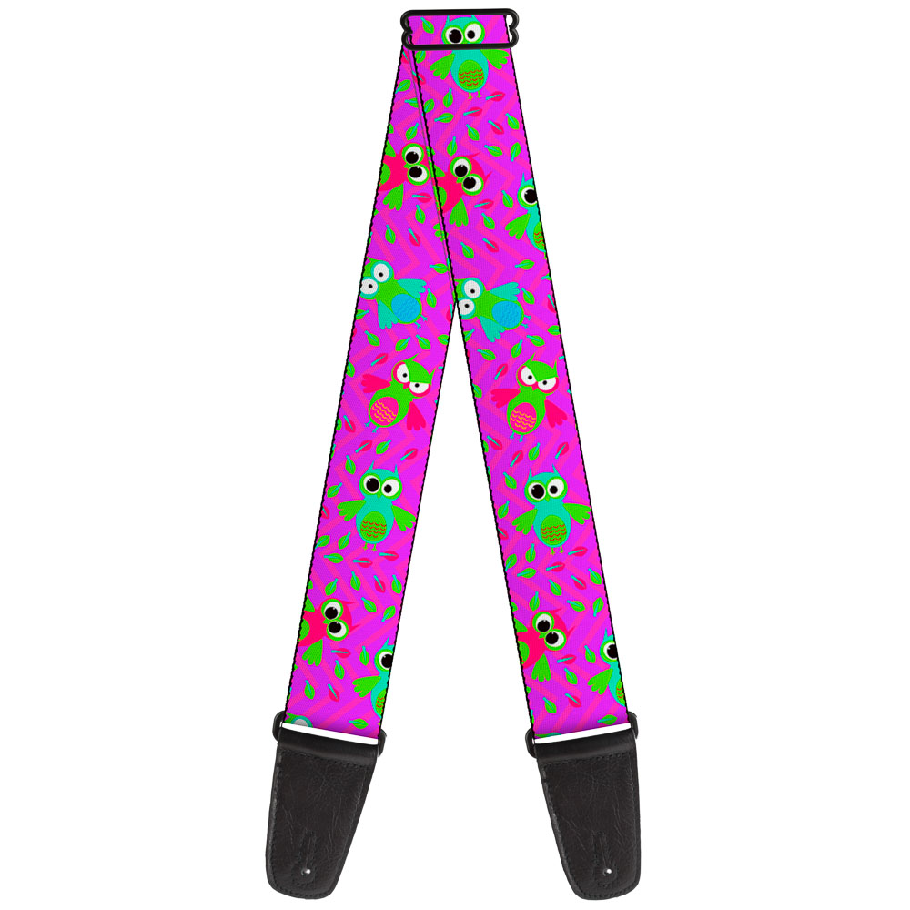 Buckle-Down Guitar Strap, Flying Owls Leaves Purple Multi Color, 2 Inches Wide