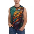 thumbnail image 2 of Lsque Colorful Owl Forest Print Men's Cotton Blend Sleeveless Muscle Shirts (S-3XL)- Moisture Wicking, Odor Protection, UPF 30+,Medium, 2 of 8