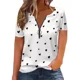 thumbnail image 2 of Camiseta de empalme con cremallera y cuello redondo para mujer, Tops de manga corta con estampado de corazón pequeño, camisetas de viaje informales cómodas para mujer, moda de verano, 2 of 4