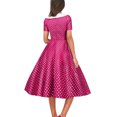 thumbnail image 4 of Dvprdro Robe de Bal pour Femme Invitée de Mariage Mode Vintage à Pois Imprimée Manches Courtes Ligne A Évasée Cocktail Fête Robe Midi, 4 of 5