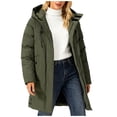 thumbnail image 3 of ThriftyPlait Women Long Hooded Parka Puffer Jacket Plus Size Drawstring Adjustable Collar Multi Pocket Windproof Coat Thick Winter Warm Outdoor Coat, 3 of 8