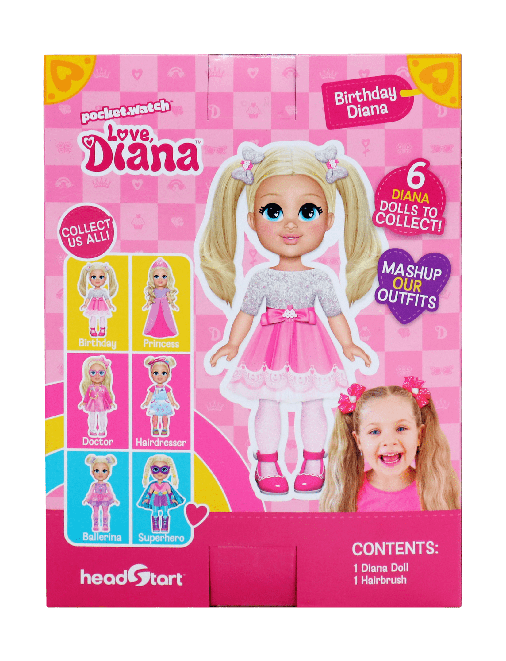 LOVE DIANA Mashups Birthday Diana 6" Doll & Brush PocketWatch 