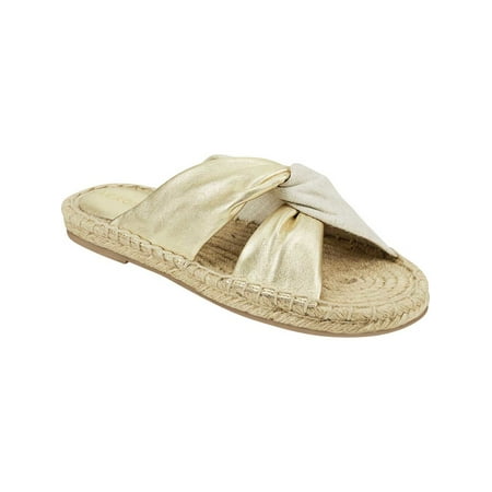 

AEROSOLES Womens Gold 1/2 Platform Knotted Core Comfort Technology Cushioned Paramus Round Toe Platform Slip On Leather Espadrille Shoes 10