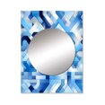 thumbnail image 2 of Designart "Striped Symmetry In Blue And White" Geometric Mirror Wall Decor - Modern Blue Geometric Dining Room Wall Mirror Art - 40" x 30" Inch, 2 of 5