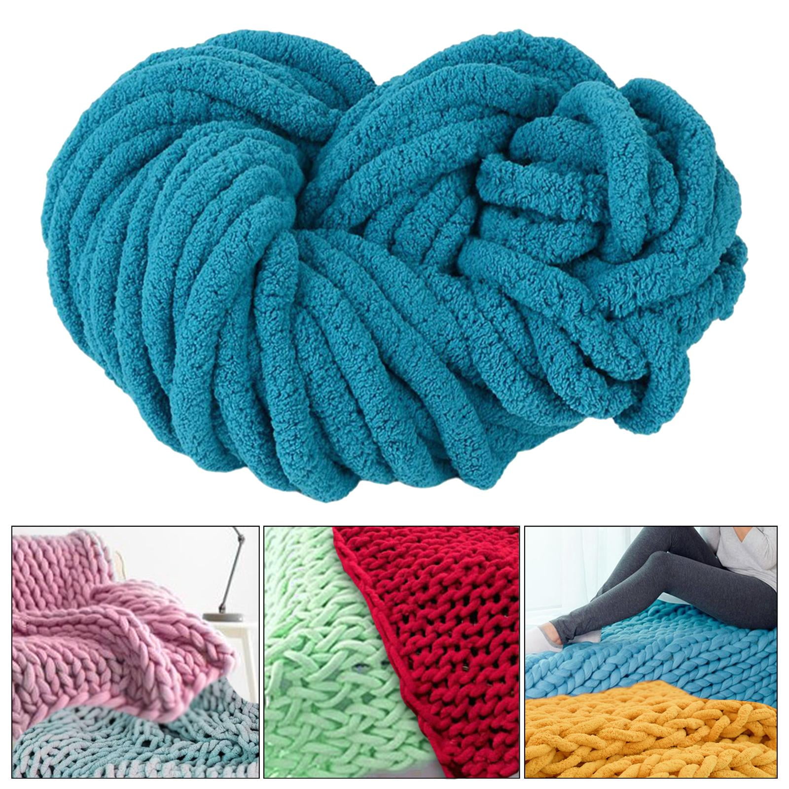 Tachiuwa Chunky Chenille Yarn for Crocheting, Bulky Thick Yarn for Knitting,Super Bulky Chunky Yarn for Hand Knitting Blanket Blue