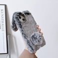 thumbnail image 2 of Allytech Rabbit Faux Furry Case Cover for Apple iPhone 14, Girly Fluffy Faux Fur Protective Anti-Scratch Bunny Case for Girls Women - Gray, 2 of 4