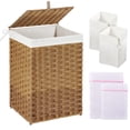 thumbnail image 1 of GREENSTELL Cesta para la colada con tapa, cesta para ropa de 60 L con 2 bolsas de forro extraíbles y 2 bolsas de malla para la colada, cesta de lavandería de ratán sintético tejida a mano para ropa, j, 1 of 5