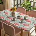 thumbnail image 3 of Red Flamingo Table Cloths for 5 Foot Rectangle Tables, Summer Tropical Plants Leaves Botanical Green Patio Waterproof Elastic Fitted Tablecloths, Washable Rectangular Table Cover for Camping, 3 of 8
