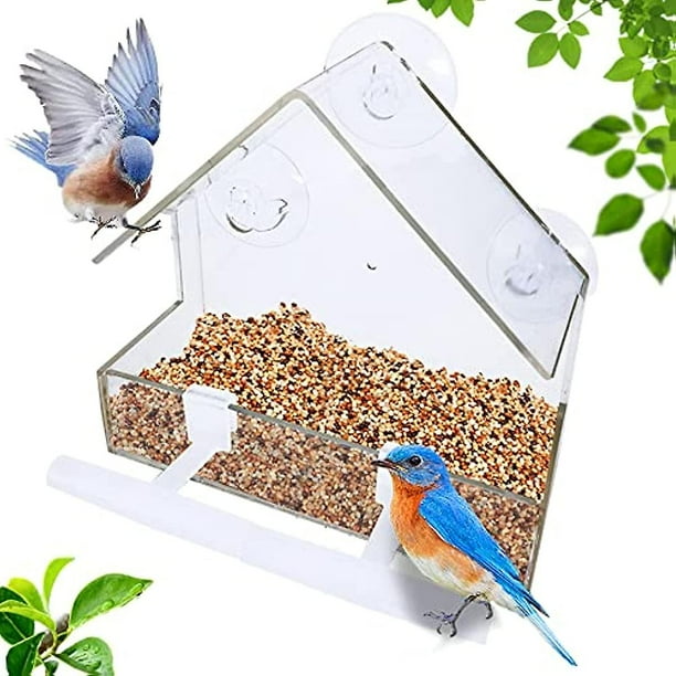 Window Bird Feeders, Bird House For Outside With 2 Rod,acrylic Bird