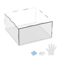 thumbnail image 1 of Caja de exhibición de acrílico de 1 paquete, 7.9x7.9x3.9 pulgadas/20x20x10cm Caja de exhibición clara de acrílico con base de madera negra [Blanco, Transparente], 1 of 6
