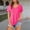Hot Pink, variant on Women's V-Neck Curved Hem T-Shirt - Solid Color Loose Fit Short Sleeve Tee, Casual Basic Top for Spring Summer Fall (S-3XL)