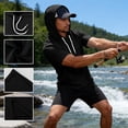 thumbnail image 2 of Short Sleeve Hoodies Men Comfort Lightweight Athletic Gym Workout Sweatshirt Outdoor Hiking Fishing Shirts with pockets Black L, 2 of 8