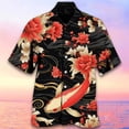 thumbnail image 3 of Camisas de playa con estampado 3D de carpa hawaiana, camisas de peces hawaianos para hombres, ropa informal de vacaciones, blusa de solapa de manga corta, 3 of 5