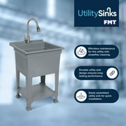 UTILITYSINKS Plastic Utility Sink Freestanding - Single Basin - 24 x 24, Gray