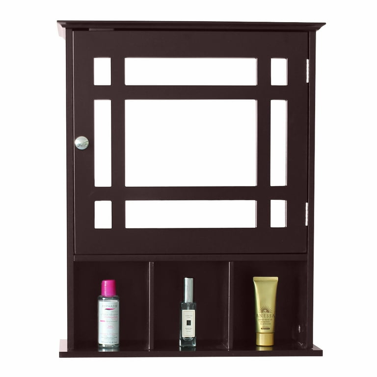 Wooden Bathroom Wall Medicine Cabinet Shelf Storage Organizer with Mirror  Door