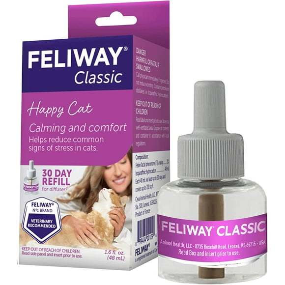 FELIWAY® Classic 30 Day Cat Calming Refill for Pheromone Diffuser, 48ml - Helps Reduce Common Signs of Stress in Cats & Kittens, Enhanced Calming