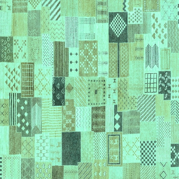 Ahgly Company Indoor Square Abstract Turquoise Blue Modern Area Rugs, 5' Square