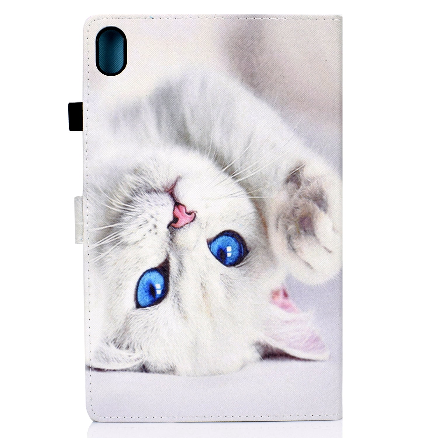 Dteck for iPad 10th Generation 10.9 Inch 2022, Cute Pattern PU Leather Folio Case Flip Stand Cover with Card Slots Pencil Holder for Apple iPad 10th Gen, White Cat
