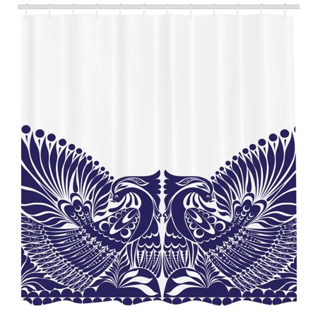 Folk Art Shower Curtain Polish Inspired Monochromatic Ornament