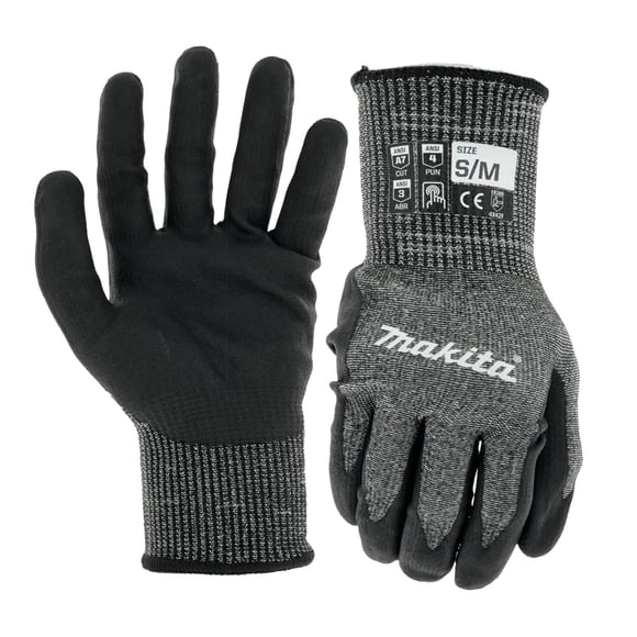 Makita T-04139 Advanced FitKnit™ Cut level 7 Nitrile Coated Dipped Gloves (Small/Medium)