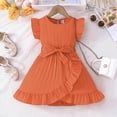 thumbnail image 2 of mgoYE Birthday Girl Dress Toddler Girl Dress Summer Ruffle Sleeveless Girl Fashion Casual Dresses(Orange,5-6 Years), 2 of 4