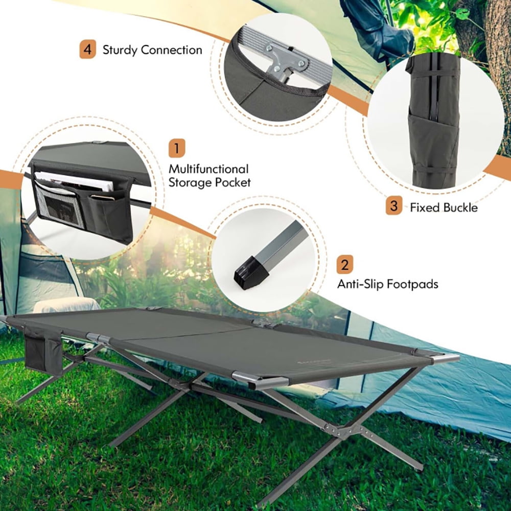 Aimee Lii Extra Wide Folding Camping Bed with Carry Bag and Storage Bag, Outdoor Portable Camping Bed for Sleeping Hiking Travel, Gray Aimee Lii Extra Wide Folding Camping Bed with Carry Bag and Storage Bag, Outdoor Portable Camping Bed for Sleeping Hiking Travel, Gray