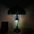 thumbnail image 7 of Tiffany Table Lamp Green Brown Stained Glass Shade Base LED Bulbs Included for Living Room Bedroom Bedside16"W*16"D*24"H, 7 of 7