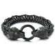 thumbnail image 3 of Pulsera COOLSTEELANDBEYOND Biker Viking con cabezas de lobo negras, 3 of 9