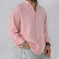 thumbnail image 2 of JTieacloth Mens Dress Shirts Men's Wash Button Long Sleeve Shirt Solid Color Comfortable And Generous Pink, 2 of 6
