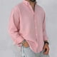 thumbnail image 2 of Camisa lavada de manga larga con botones para hombre: color liso, poliéster, cómoda y holgada para todas las ocasiones, 2 of 6