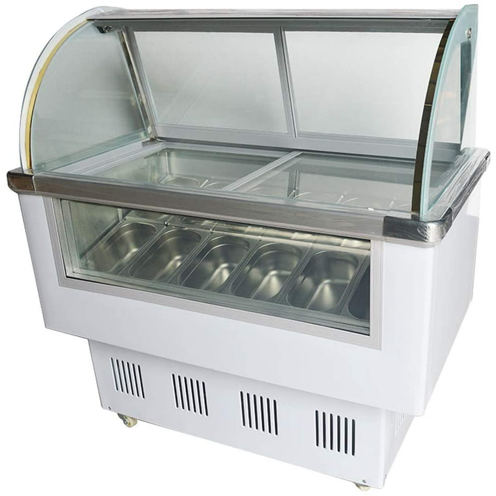 Techtongda 220V 12 PAN Hard Ice Cream Showcase Gelato Dipping