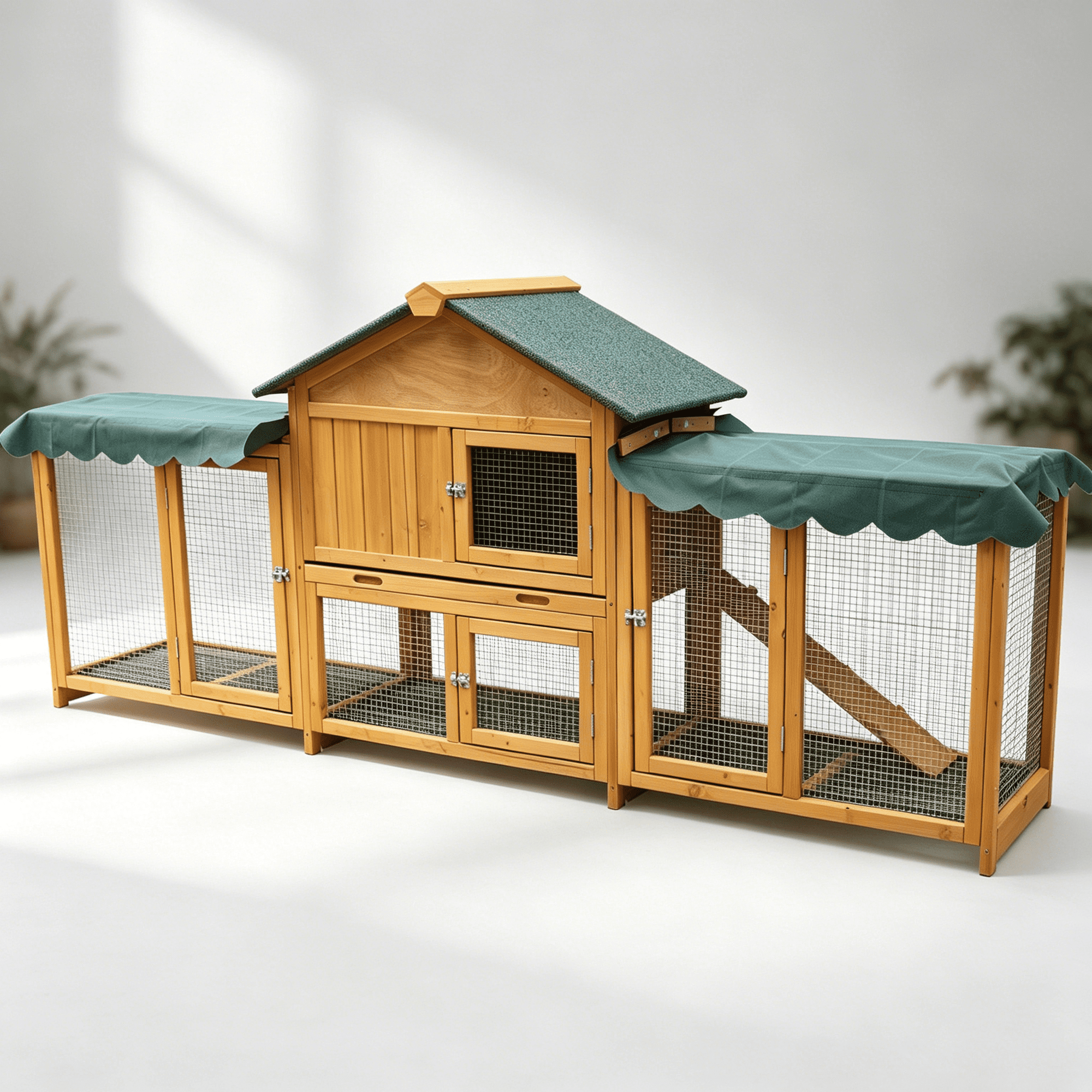 JERFIT Extra Large Outdoor Rabbit Hutch with Waterproof Roof, Bunny Cage Indoor Outdoor Easy Assemble, Removable Tray for Small Animals